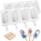 2-Pack Large Oval Silicone Popsicle Molds with 50 Wooden Sticks – 4 Cavities Each, Reusable DIY Ice Pop & Cakesicle Maker for Ice Cream, Cake Pops, Yogurt & Frozen Treats (White)